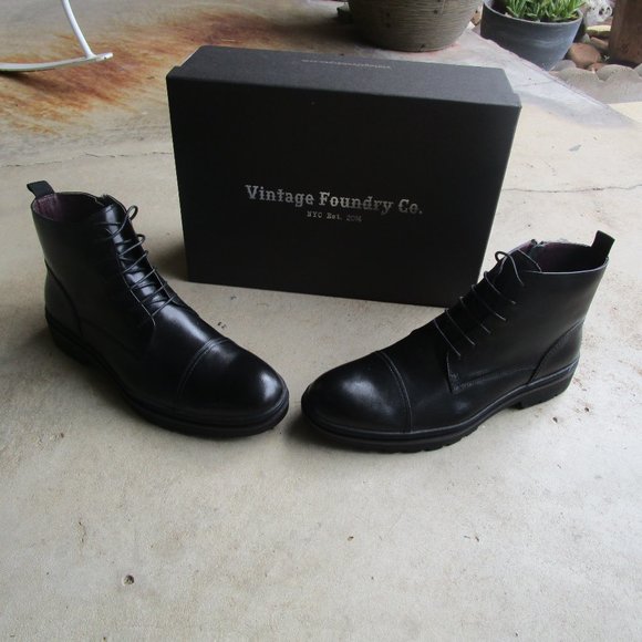 Vintage Foundry Co Men\'s Black Leather Benny Boots